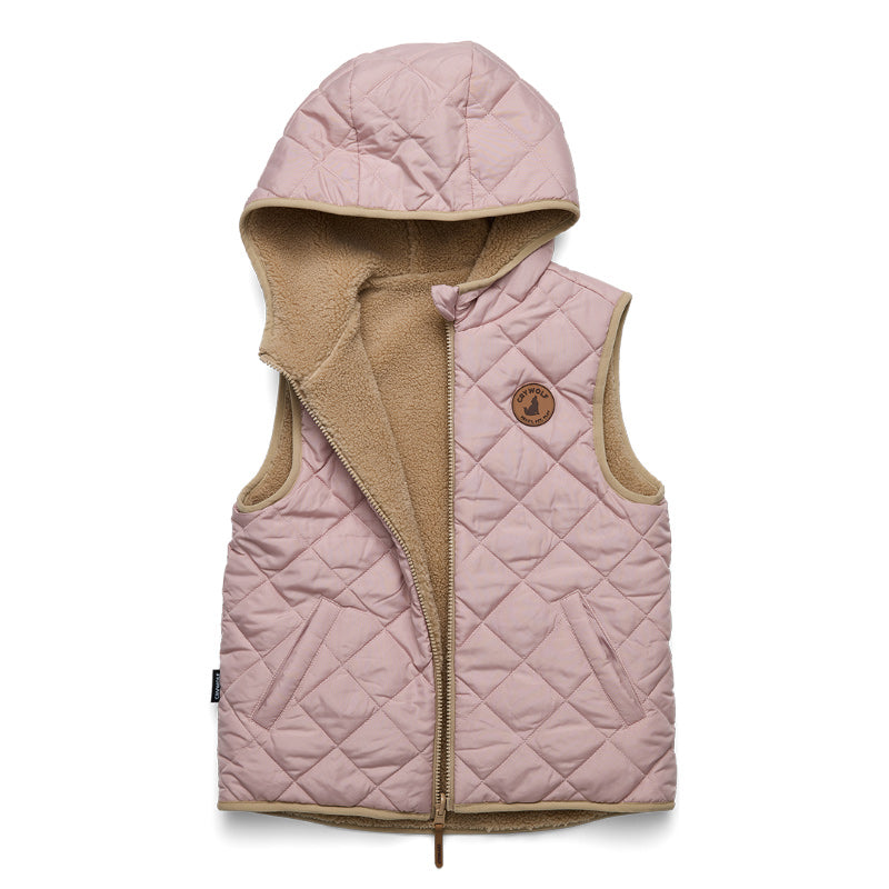 Crywolf Reversible Yeti Vest - Blush/Caramel