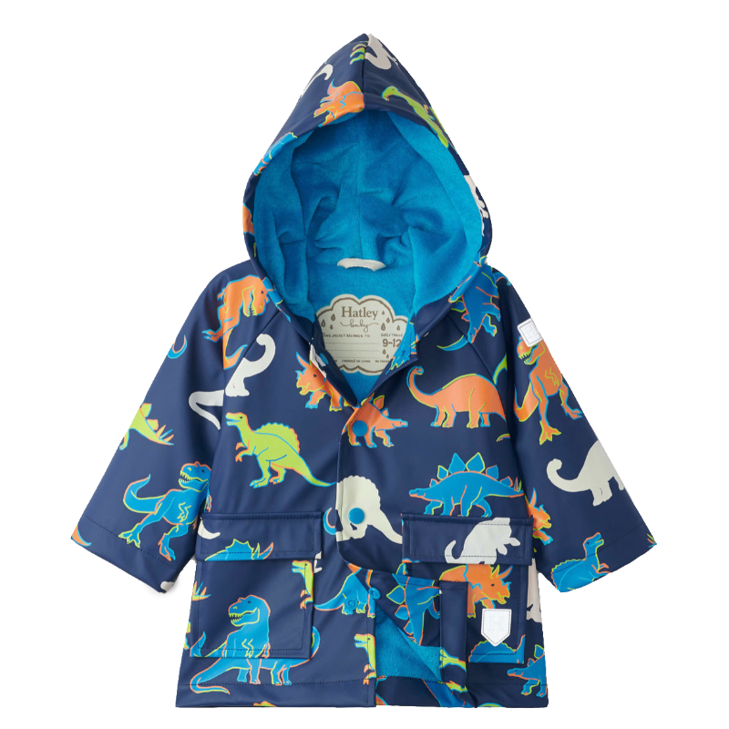 Hatley Colour Changing Baby Raincoat - Linework Dinos