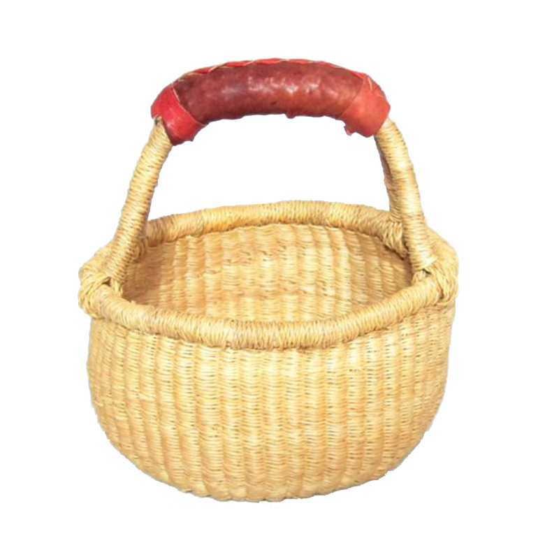 Bolga Basket Small - Natural with leather handle