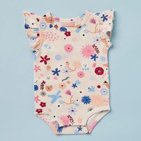 Halcyon Nights baby onesie bodysuit in Florida Print. clothing, onesies, wraps and hats. Australian design, australiana print.