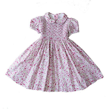 Handmade Smocked Dress - Pink Floral