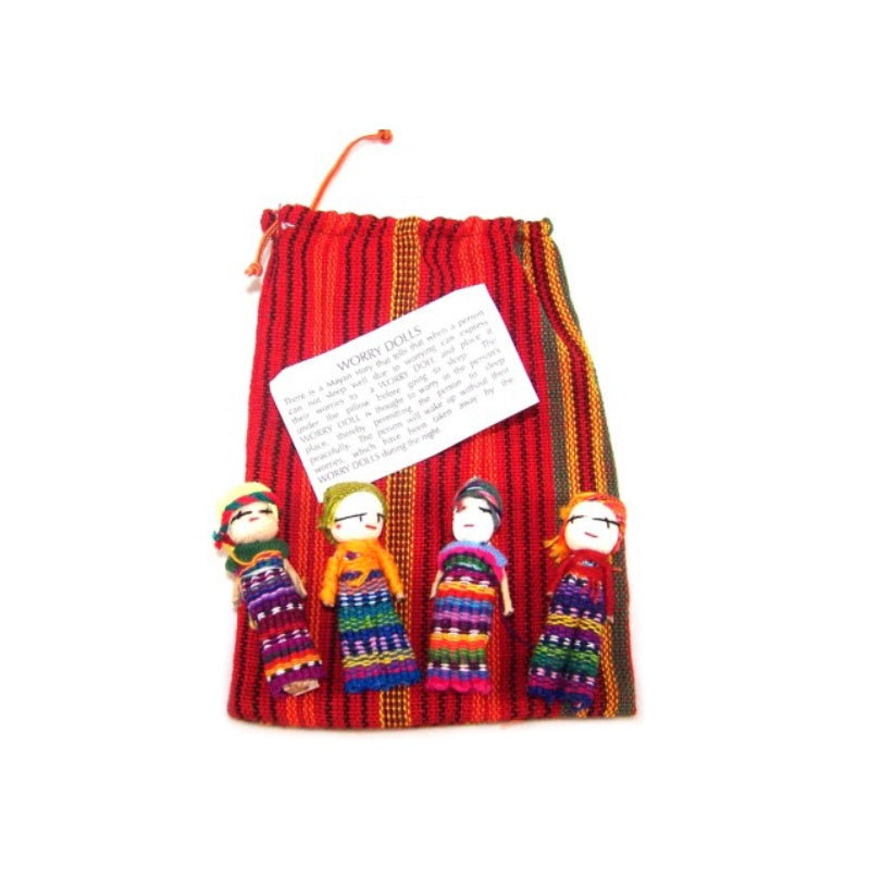 4 Large Mexican Worry Dolls In Bag