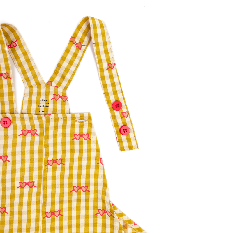 Olive & The Captain Sunny Lemon Gingham Overalls