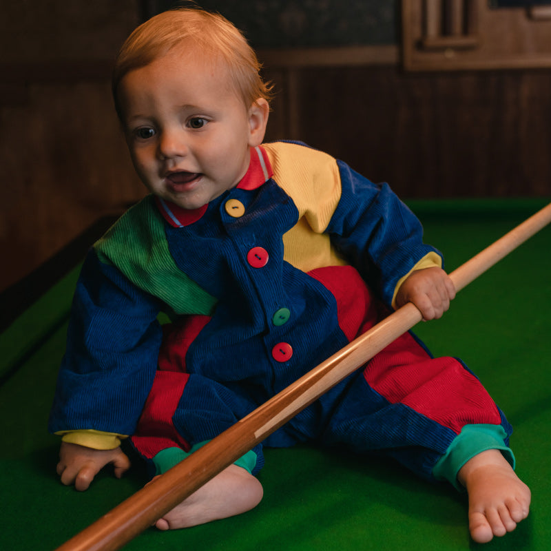 Goldie And Ace Ollie Cord Romper - Red/Blue