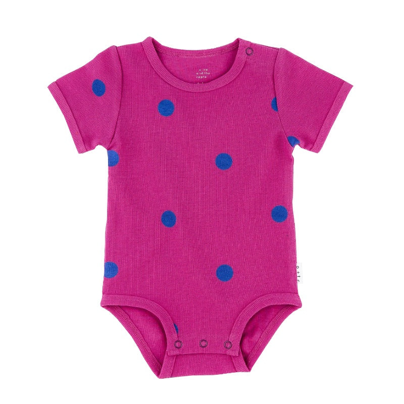 Olive & The Captain SS Bodysuit - Fuchsia Spots