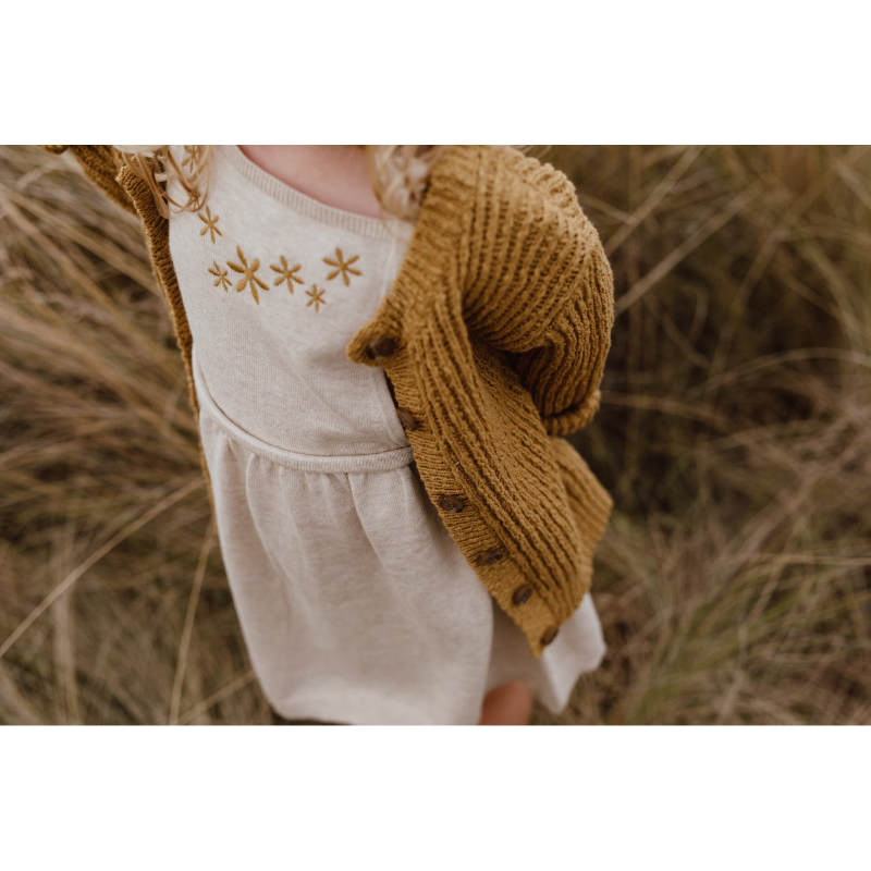 Grown Ribbed Slub Yarn Cardigan - Harvest Gold