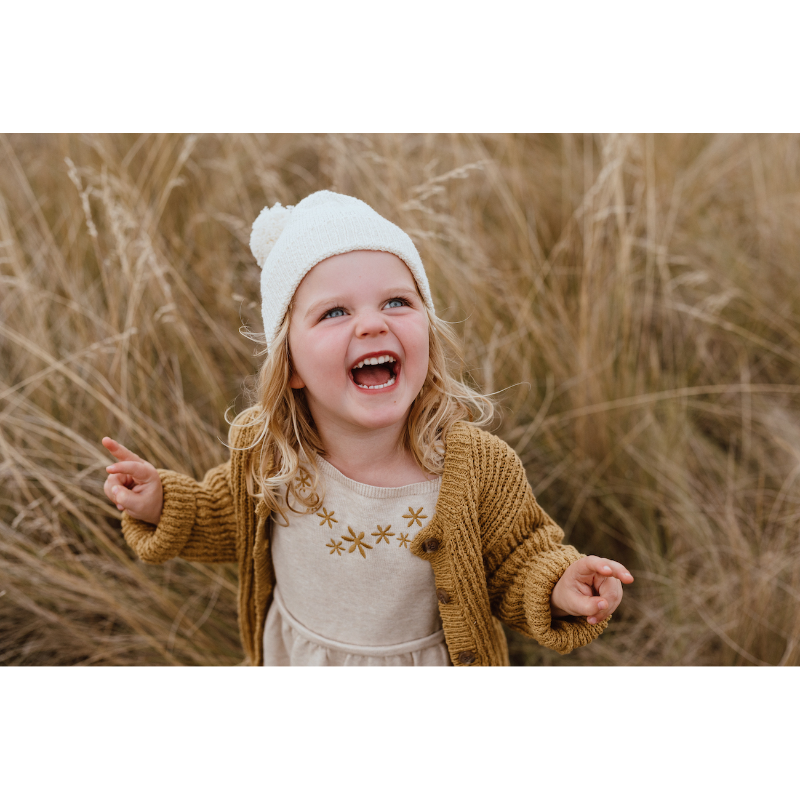 Grown Slub Pom Pom Beanie - Milk