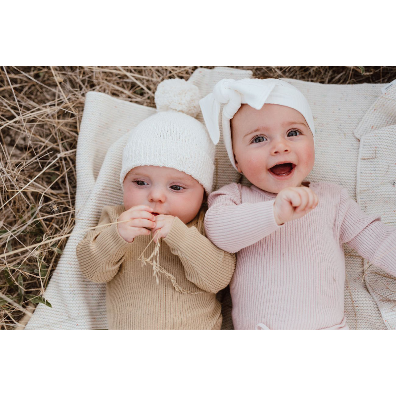 Grown Slub Pom Pom Beanie - Milk