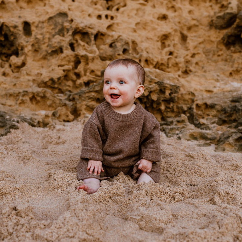 Grown Speckled Merino Pullover - Coffee