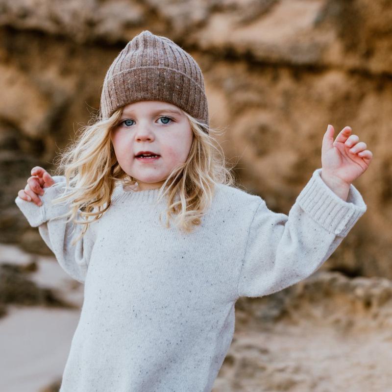 Grown Speckled Merino Rib Beanie - Coffee