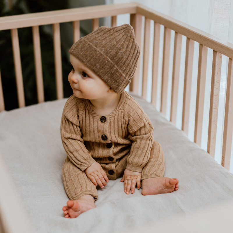 Grown Speckled Merino Rib Beanie - Coffee