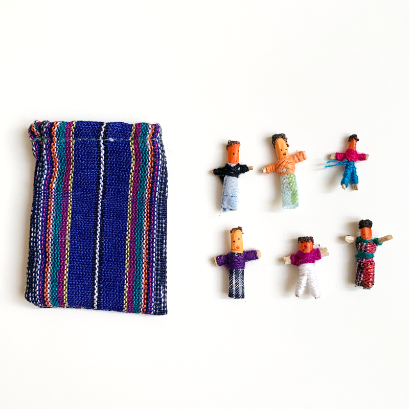 6 Mini Mexican Worry Dolls in Bag