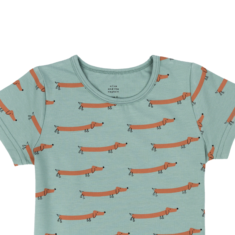 Olive and The Captain Sausage Dog Tee - Jade