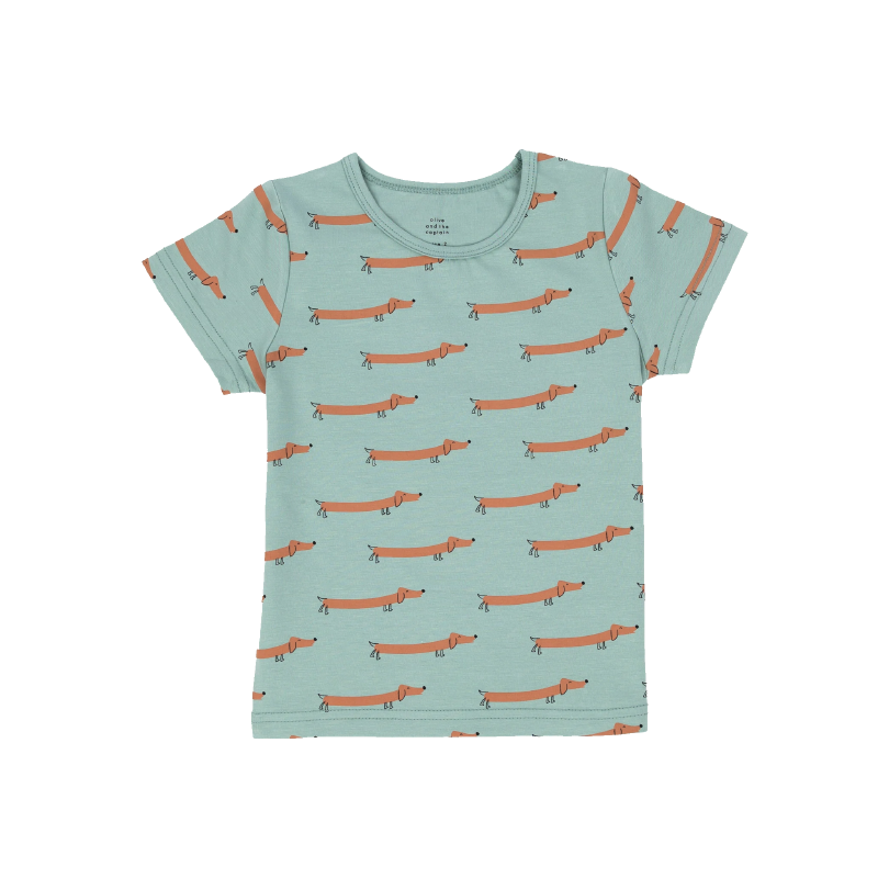 Olive and The Captain Sausage Dog Tee - Jade