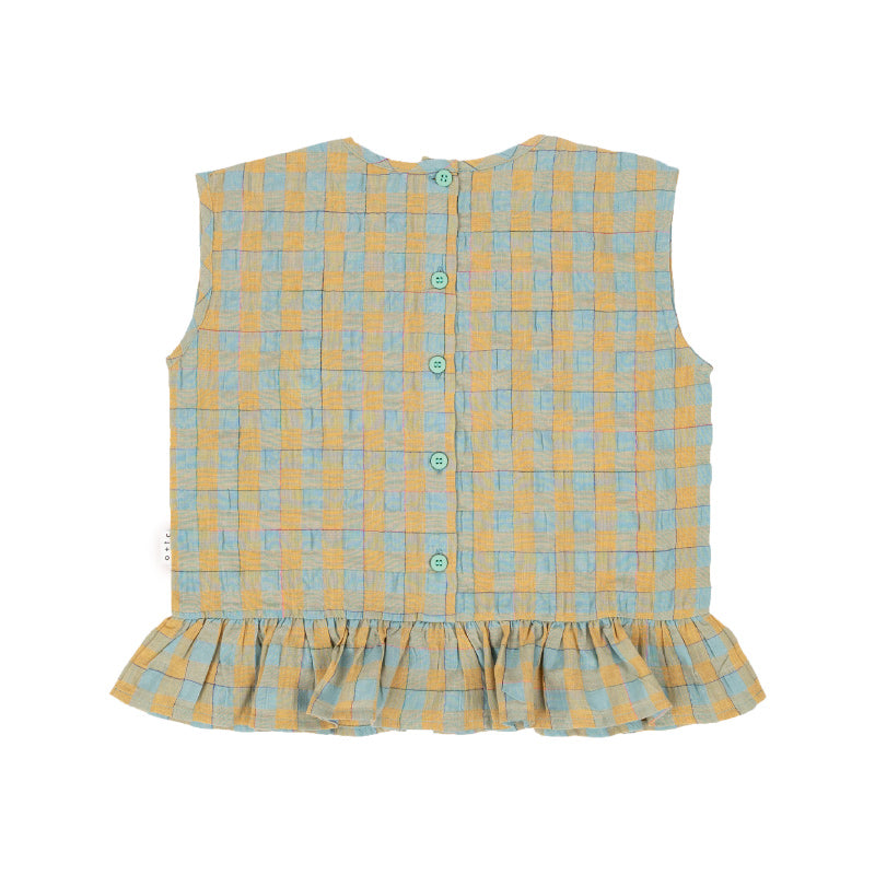 Olive And The Captain Boxy Singlet - Disco Neon Gingham