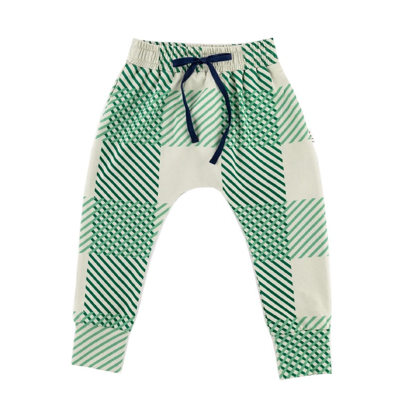 Olive And The Captain Slim Fit Harem Pants - Green Plaid