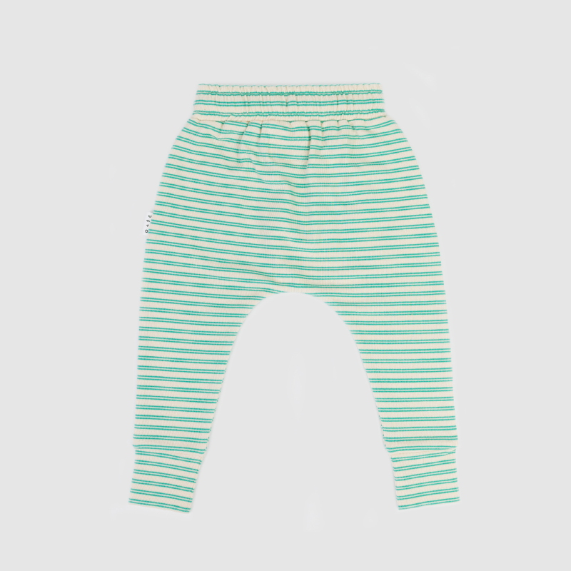 Olive & The Captain Slim Fit Harem Pants - Rib Turquoise Stripe
