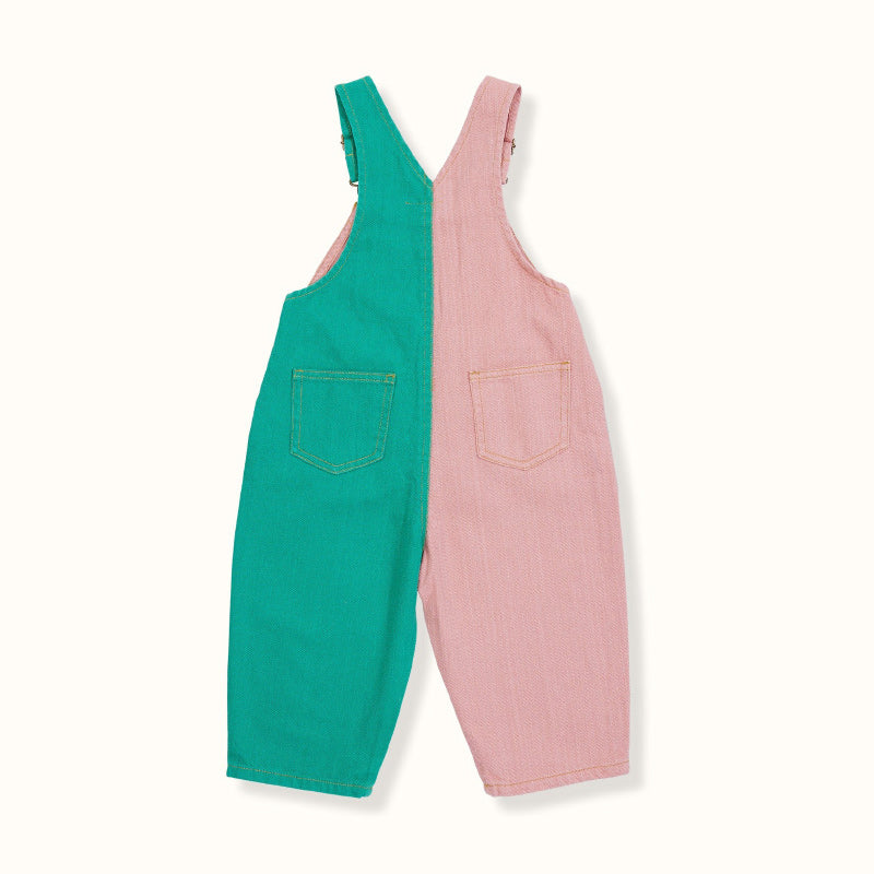Goldie And Ace Austin Colour Block Overalls - Denim/Green