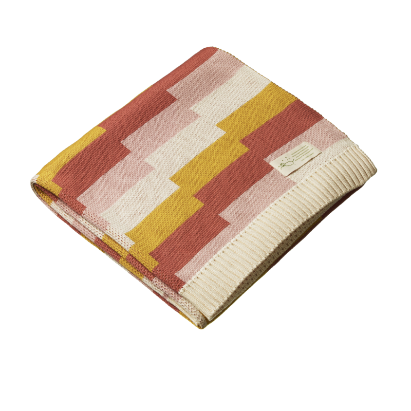 Nature Baby Dune Cot Blanket - Rose Dust ZigZag