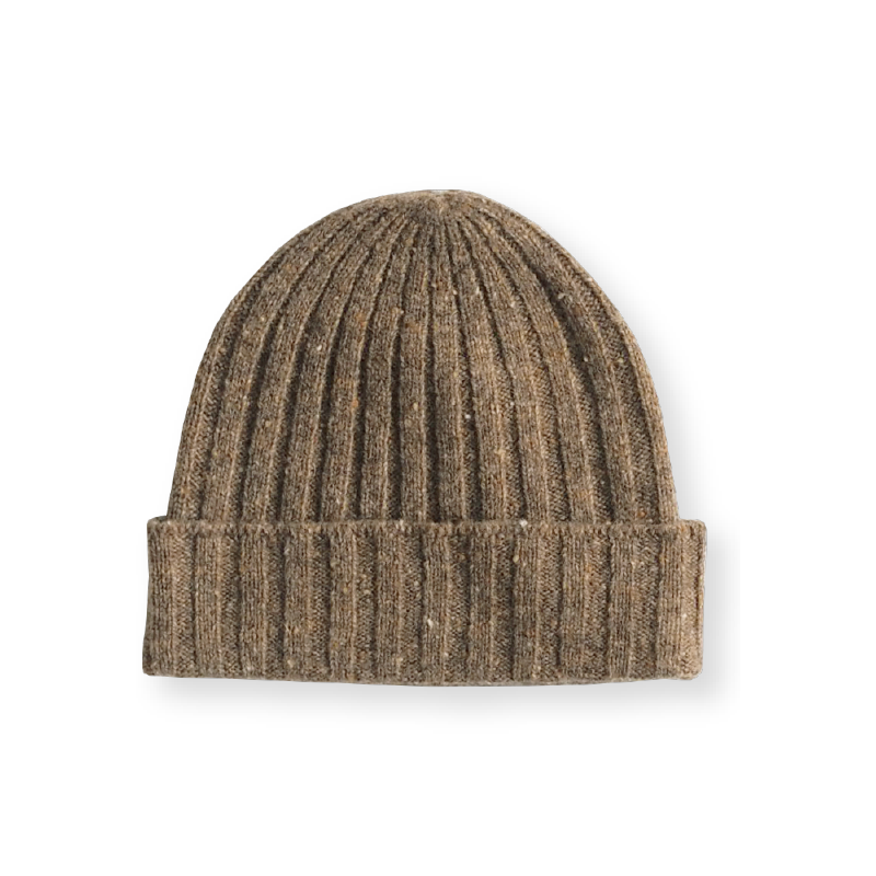 Grown Speckled Merino Rib Beanie - Coffee