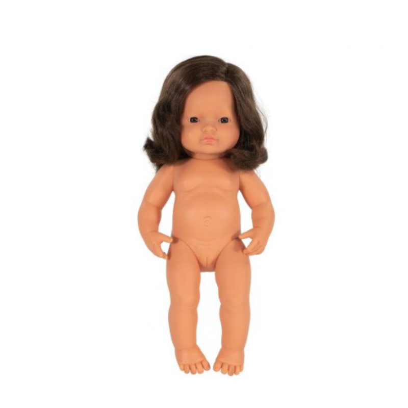 Miniland  Doll - Cauc Brunette Girl Undressed 38cm