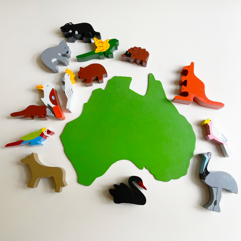 Set Of Australian Animals On Map