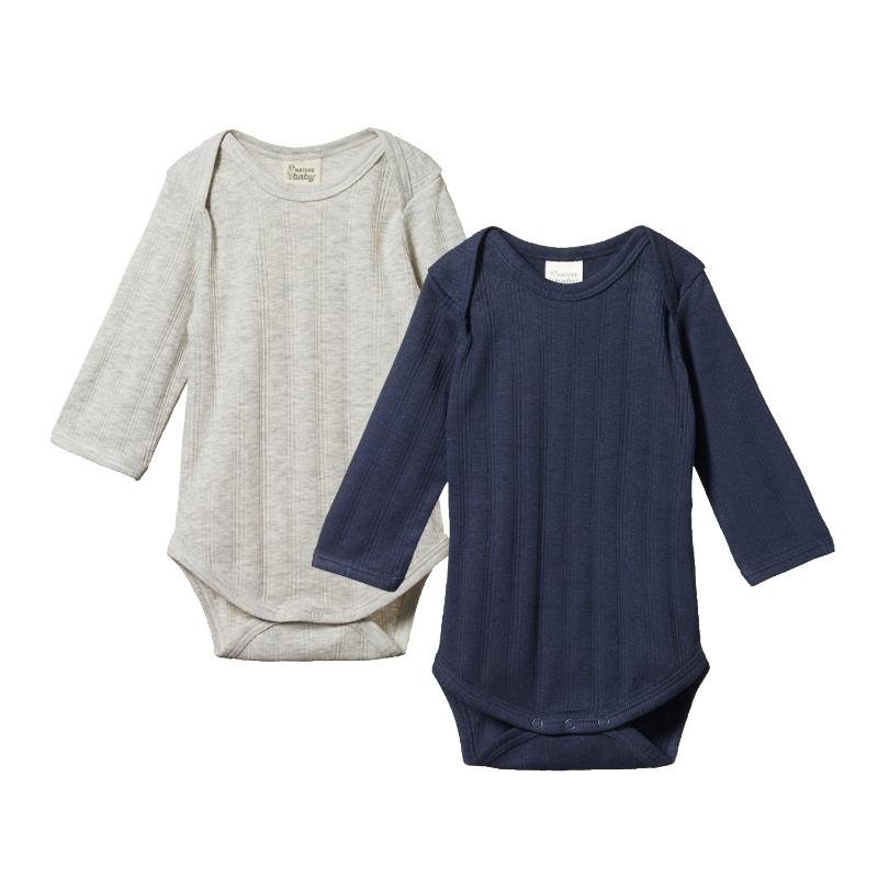 Nature Baby LS Bodysuit Derby 2 PK - Navy/Light Grey Marle – Shorties ...