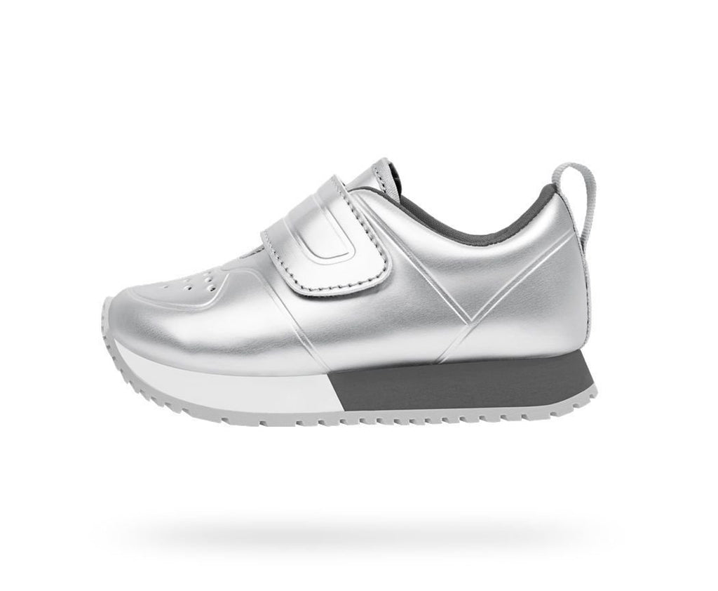Native Shoes kids shoes for boy and girl. Cornell Metallic Silver