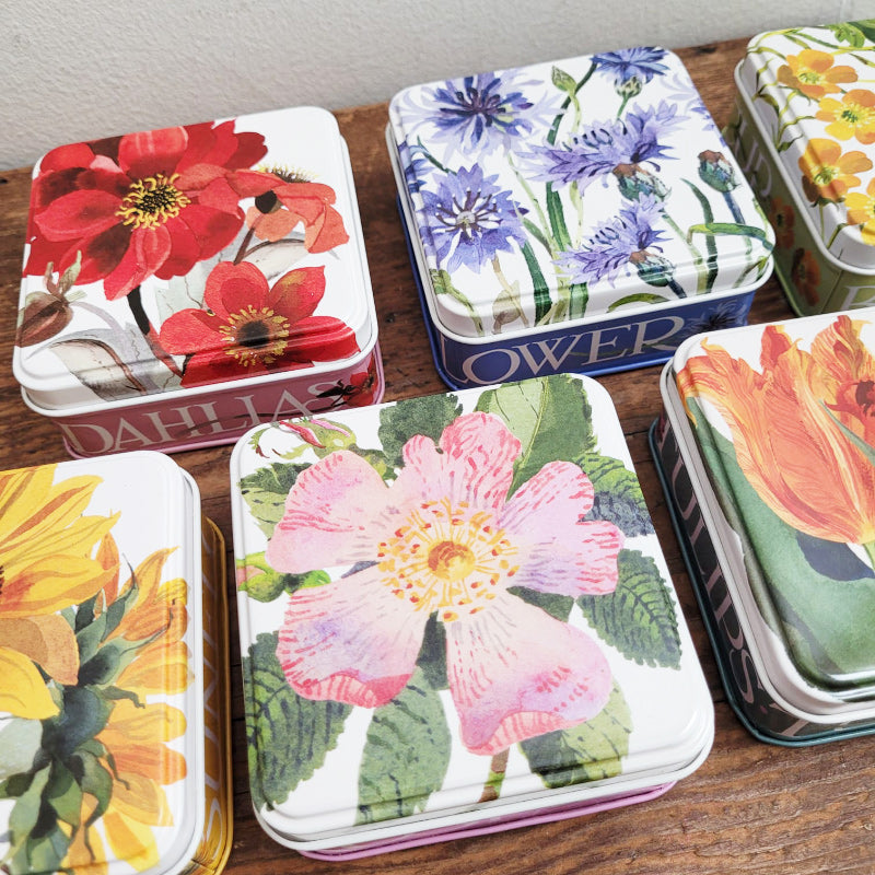 Small Square Tin Case - Flowers
