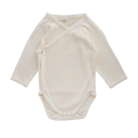 Nature Baby L/S Kimono Bodysuit - Pointelle Rose Bud