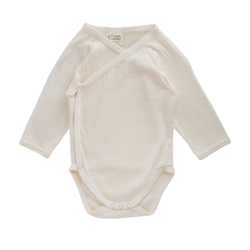 Nature Baby L/S Kimono Bodysuit - Pointelle Rose Bud