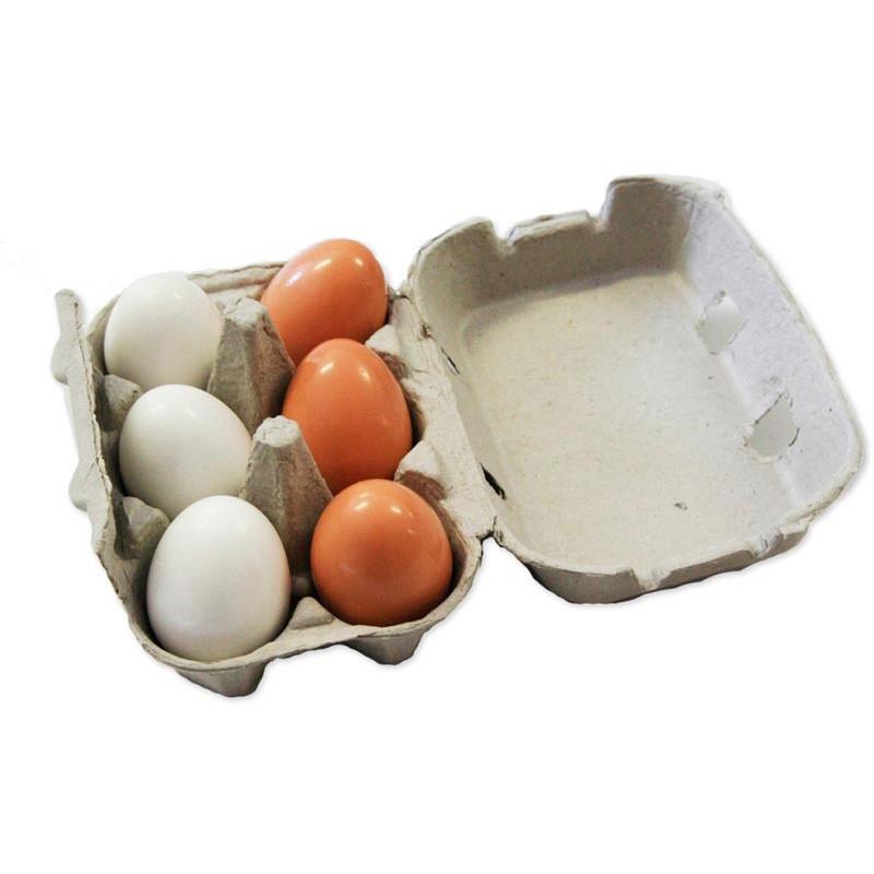 Wooden Egg Set in Egg Carton