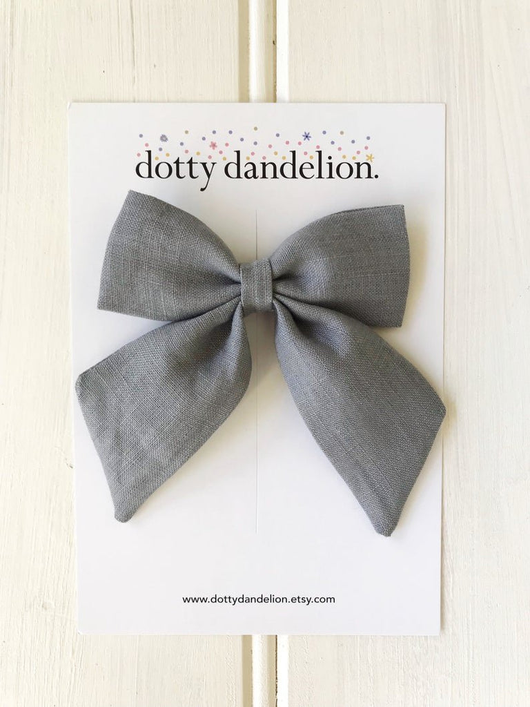 Dotty Dandelion Party Bow Clips - Stone