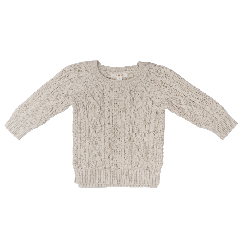 Grown Cable Knit Pull Over - Oatmeal Marle