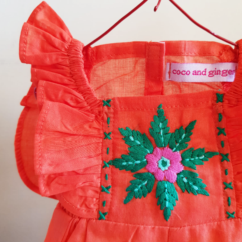 Coco & Ginger Dolls Wilde Jumpsuit - Hand Embroidery Paprika