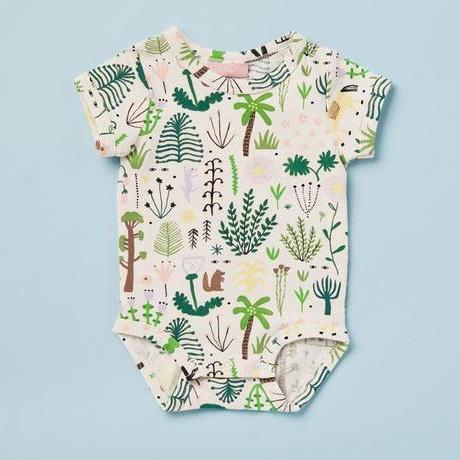 Halcyon Nights baby onesie bodysuit in Secret Garden Print. clothing, onesies, wraps and hats. Australian design, australiana print.