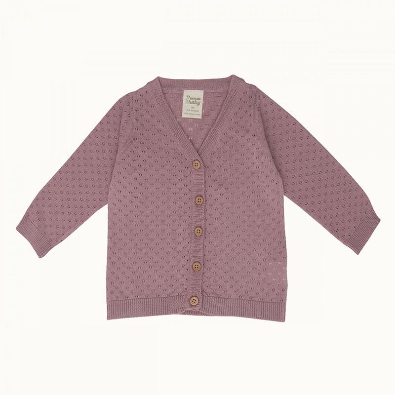 Nature Baby Light Cotton Cardi - Woodrose Pointelle
