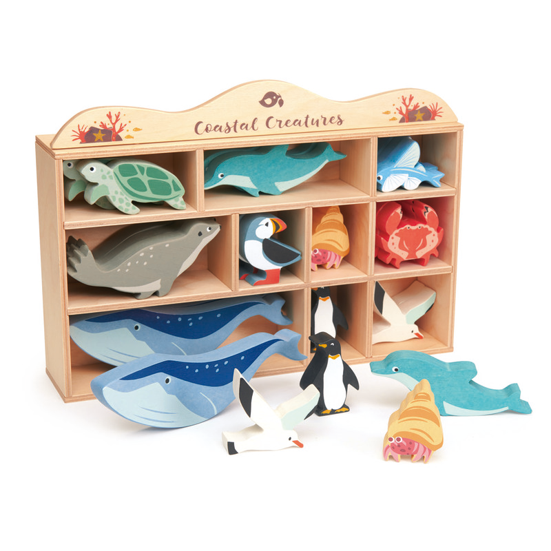 Coastal Animals In Display Shelf Set