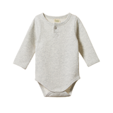 Nature Baby Henley LS Bodysuit - Waffle Grey
