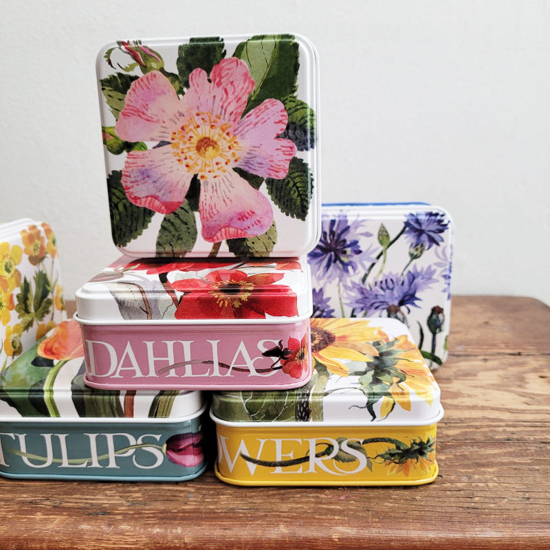 Small Square Tin Case - Flowers