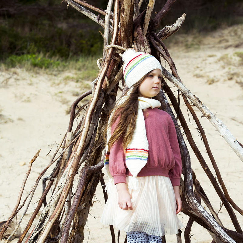 Acorn Rainbow Beanie - Cream