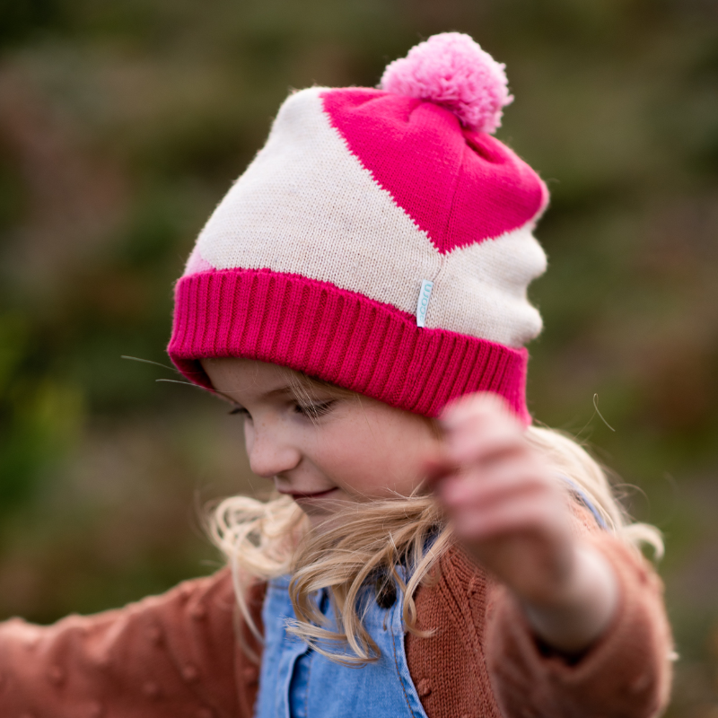 Acorn Stripes Beanie Pink