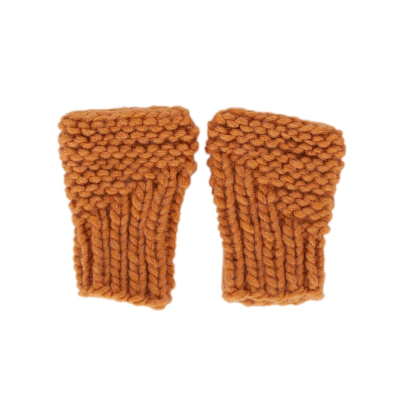 Acorn Journey Fingerless Mittens - Caramel