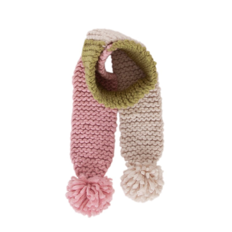 Acorn Forest Scarf - Green/Pink/Oatmeal