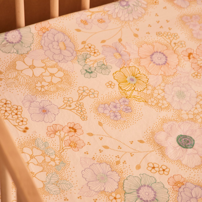 Banabae Hemp/Org Cotton Cot Sheet - Apple Blossom