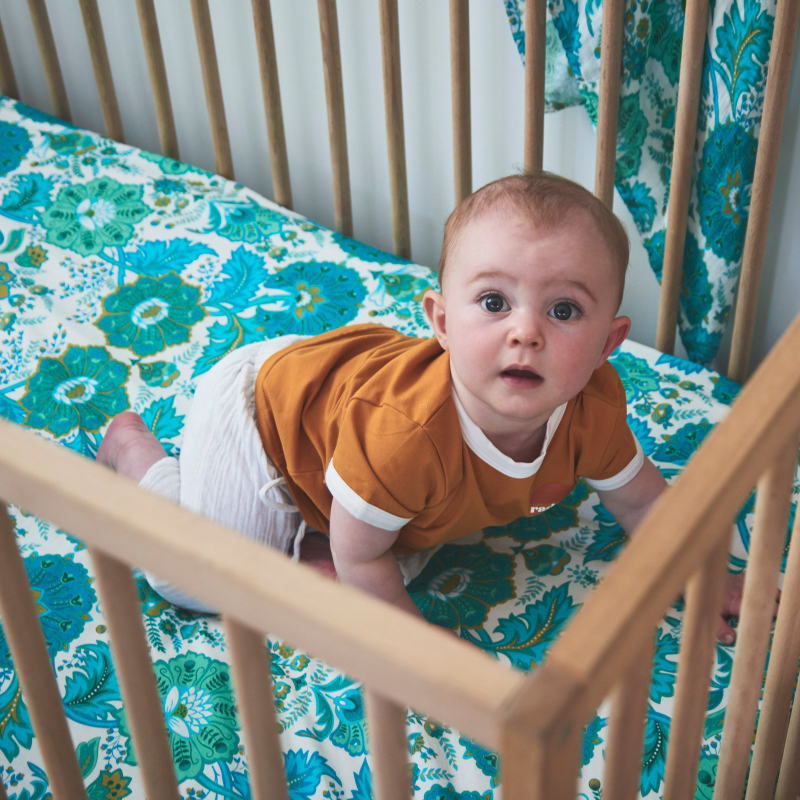 Banabae Hemp/Org Cotton Cot Sheet - Bella Blue