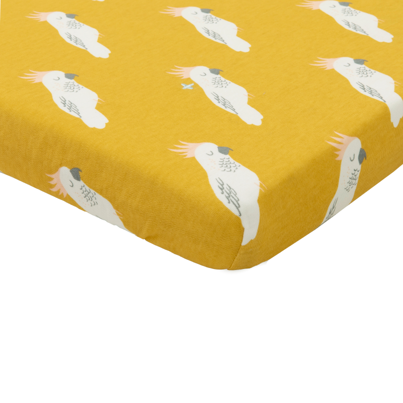 Goldie & Ace Cot Fitted Sheet - Cockatoo Party