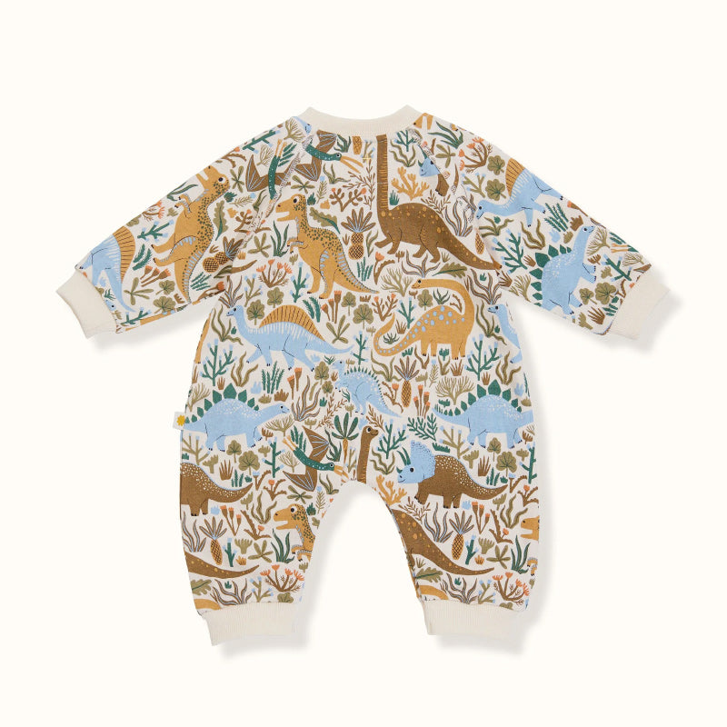 Goldie And Ace Terry Relaxed Romper - Dino Roar Blue