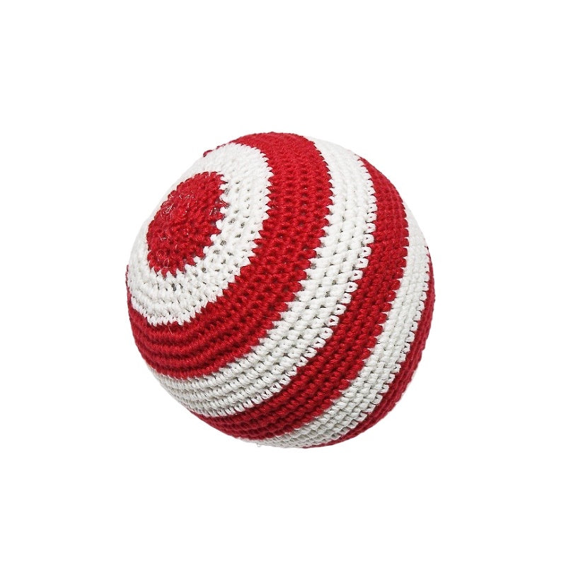 Crochet Rattle Ball - Red/White