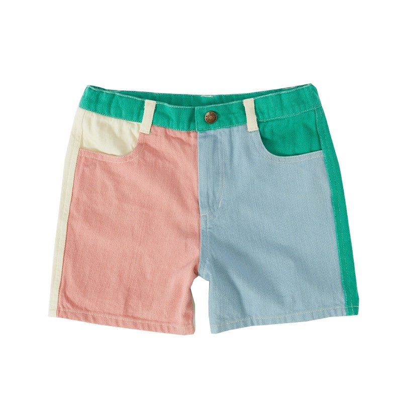 Goldie & Ace Denim Colour Block Shorts -  Green